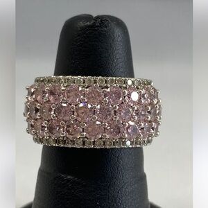 Pink Cubic Zirconia Ring with Sterling silver band size 5.5